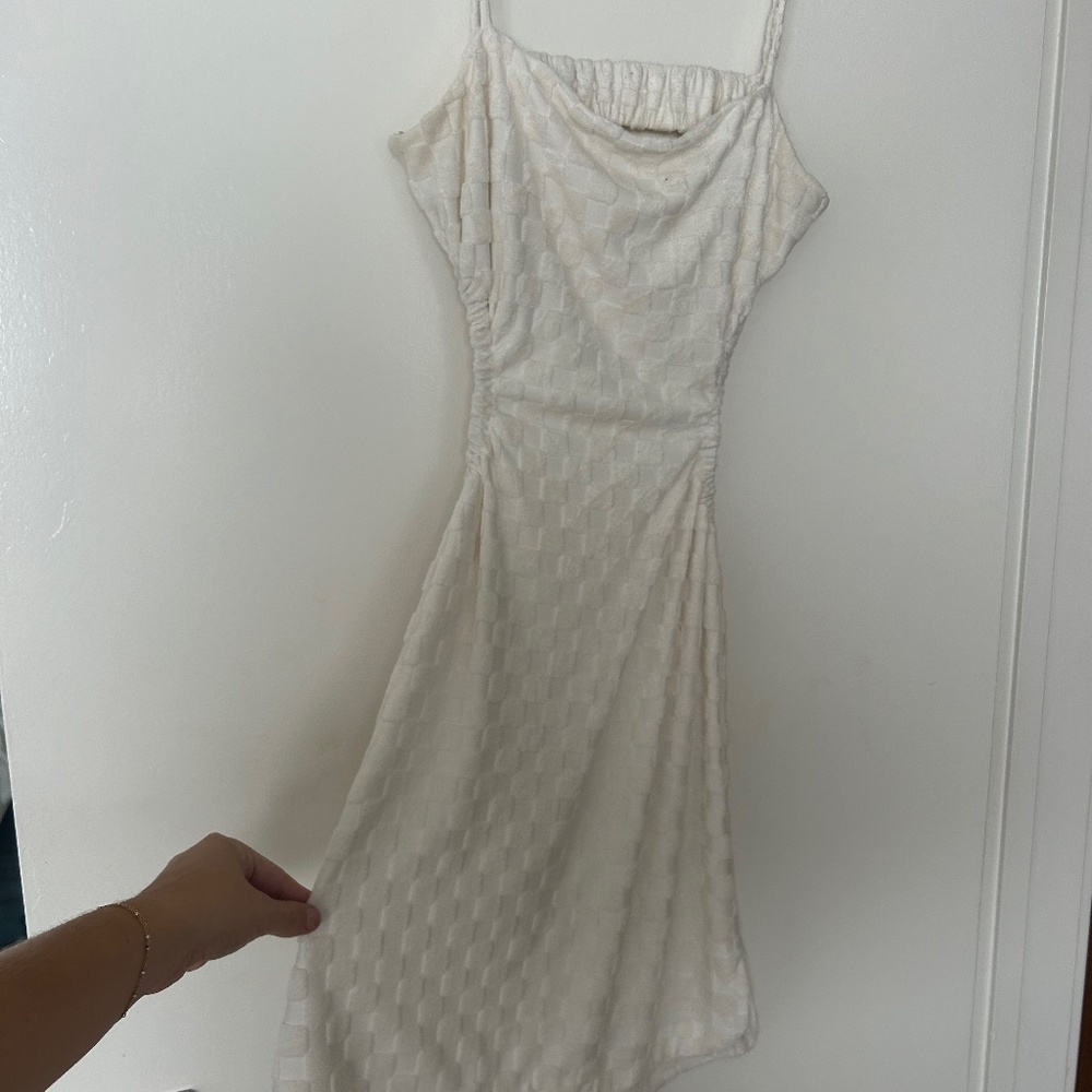 terry cloth white mini dress
